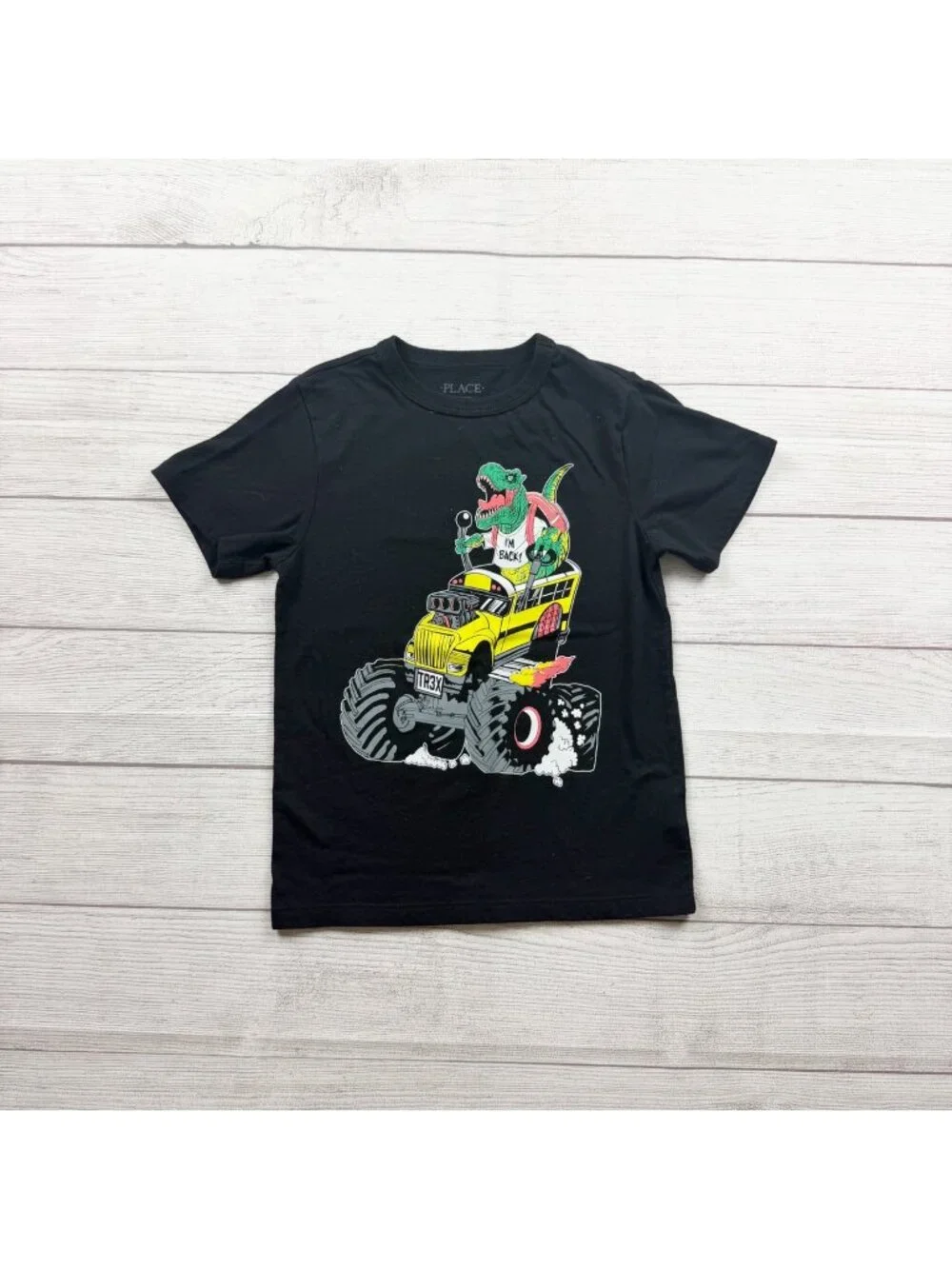 Children's Place Monster Truck Bus Dinosaur Graphic Boys T-Shirt S 5-6